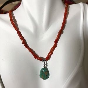 Faux coral and turquoise necklace.